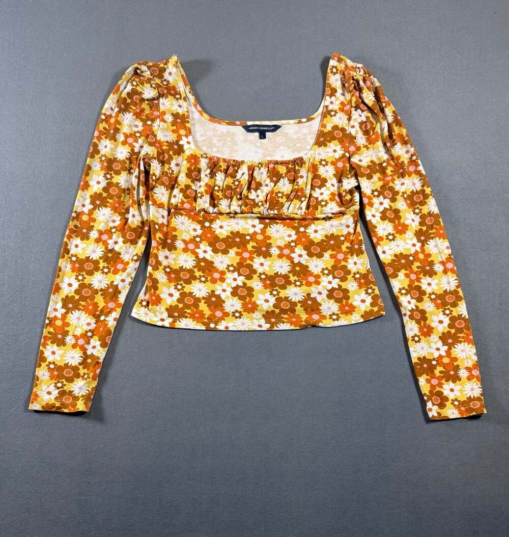 French Connection Rebeca Astrida Eco Meadow Top Size L Floral 70s